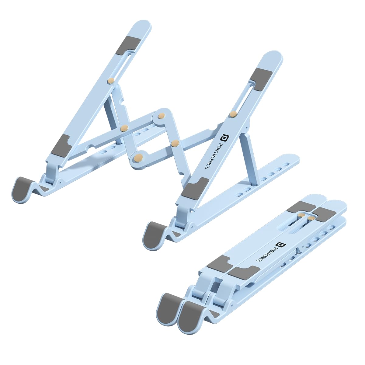Portronics My Buddy K Lite Foldable Adjustable Laptop Stand for Laptops & Tablets (Blue)