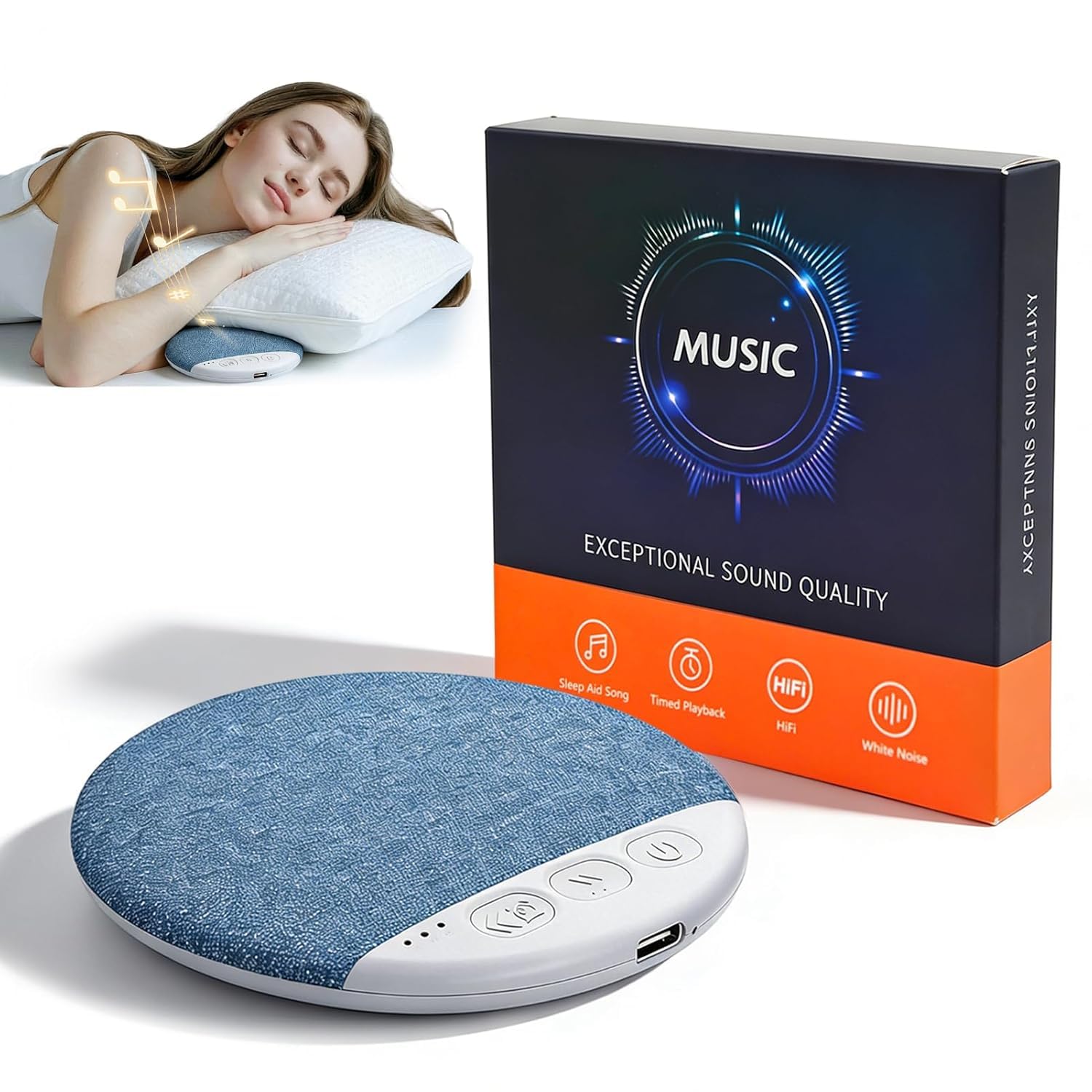 Bluetooth Pillow Speaker for Sleeping – Portable Under Pillow Wireless Cushion Speaker
